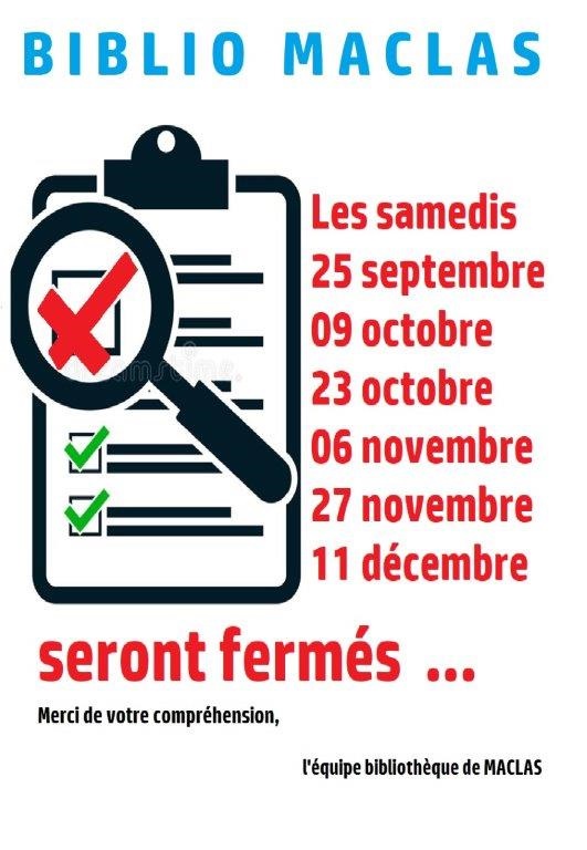 FERMETURE DES SAMEDIS